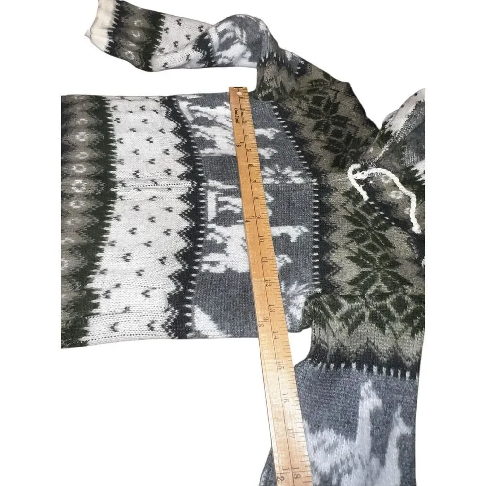 Tejidos Ruminahui Gray White Alpaca wool Hoodie Zip Jacket Kids Size 4 warm